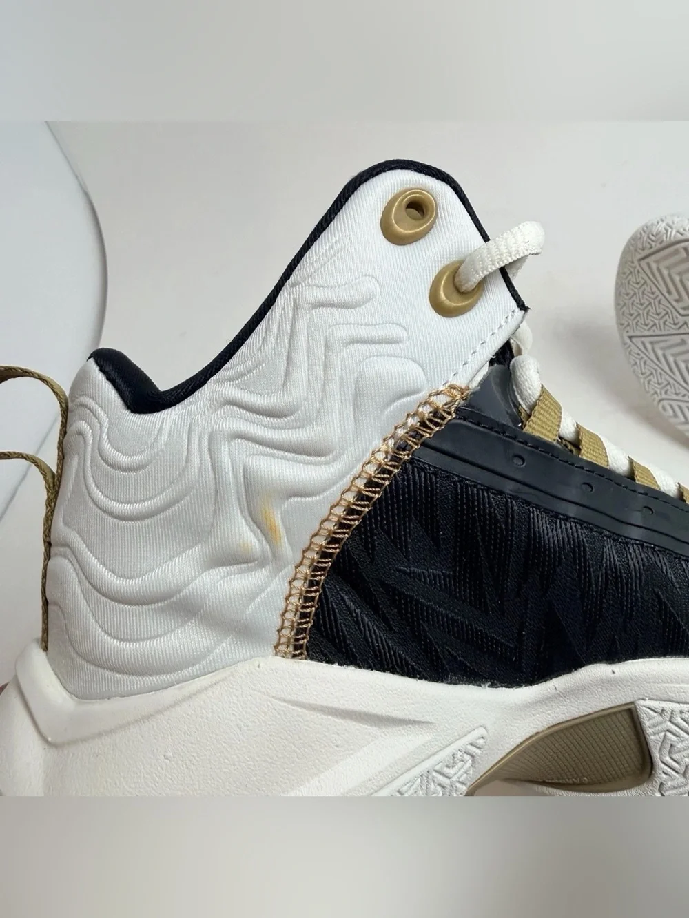 Youth High-Top Athletic Sneakers in Black, White & Gold